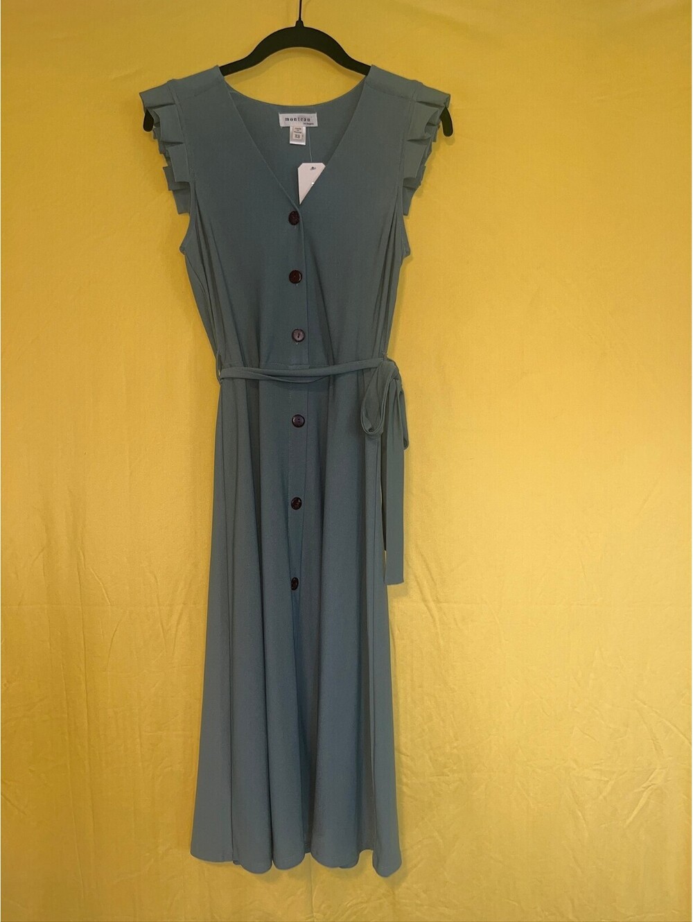 Lush Sage Green Button Front Midi Dress